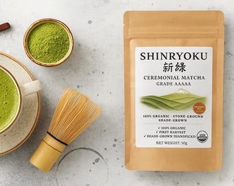 40g Japanese Organic Matcha Powder | Platinum Grade | Highest Ceremonial Grade | First Harvest | Uji, Kyoto Japan | Stone-Ground Green Tea On - View #6