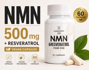 NMN + Resveratrol Capsules | Longevity 2.0 | 60 Vegan Capsules | Daily Wellness Routine | Clean Formula | Lab Tested
