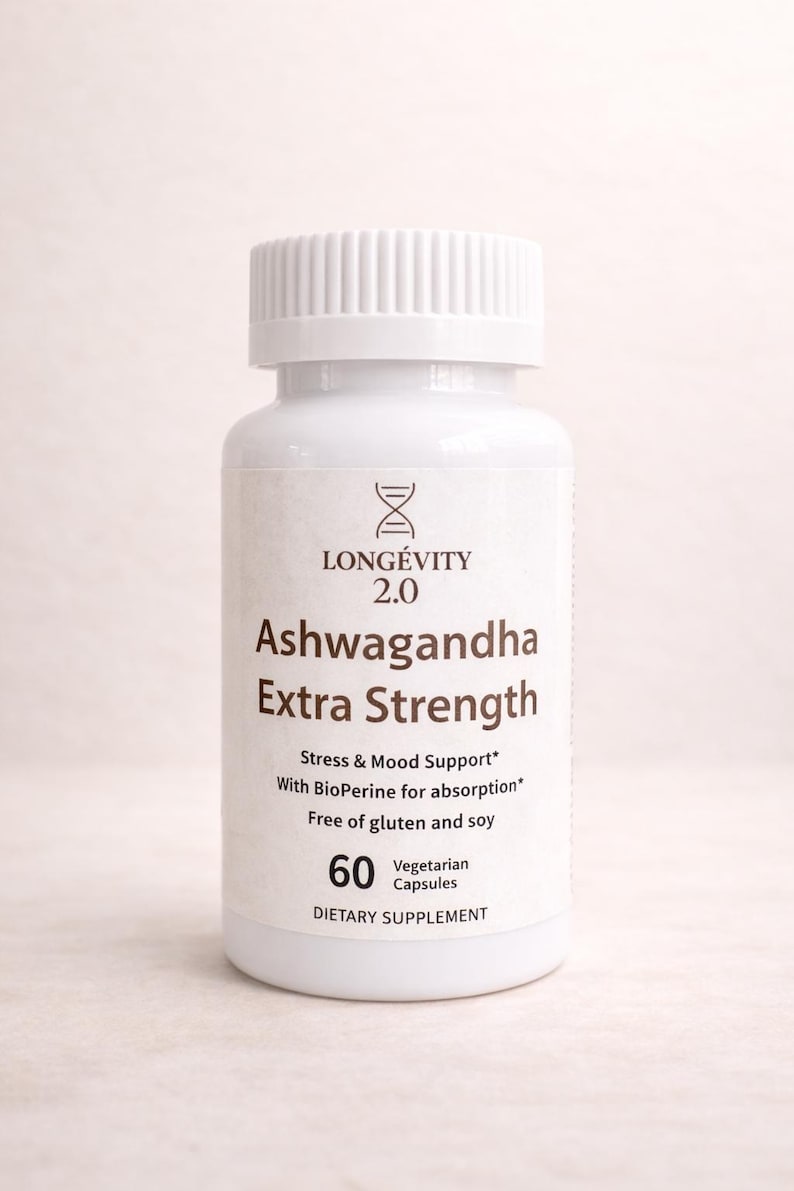 Cápsulas de Ashwagandha Extra Fuerte | Extracto de raíz de alta calidad | 60 cápsulas veganas | Probado en laboratorio | Suplemento Daily Balance imagen 1