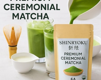 Premium Ceremonial Matcha 6A – Organic Japanese Green Tea Powder | Uji Kyoto First Harvest, Shade Grown & Stone Ground, 50g