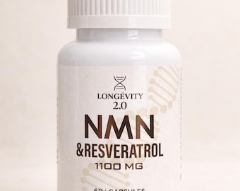 NMN 500 mg + Resveratrol 600 mg – 60 cápsulas veganas – Suplemento probado en laboratorio – Fórmula de alta pureza