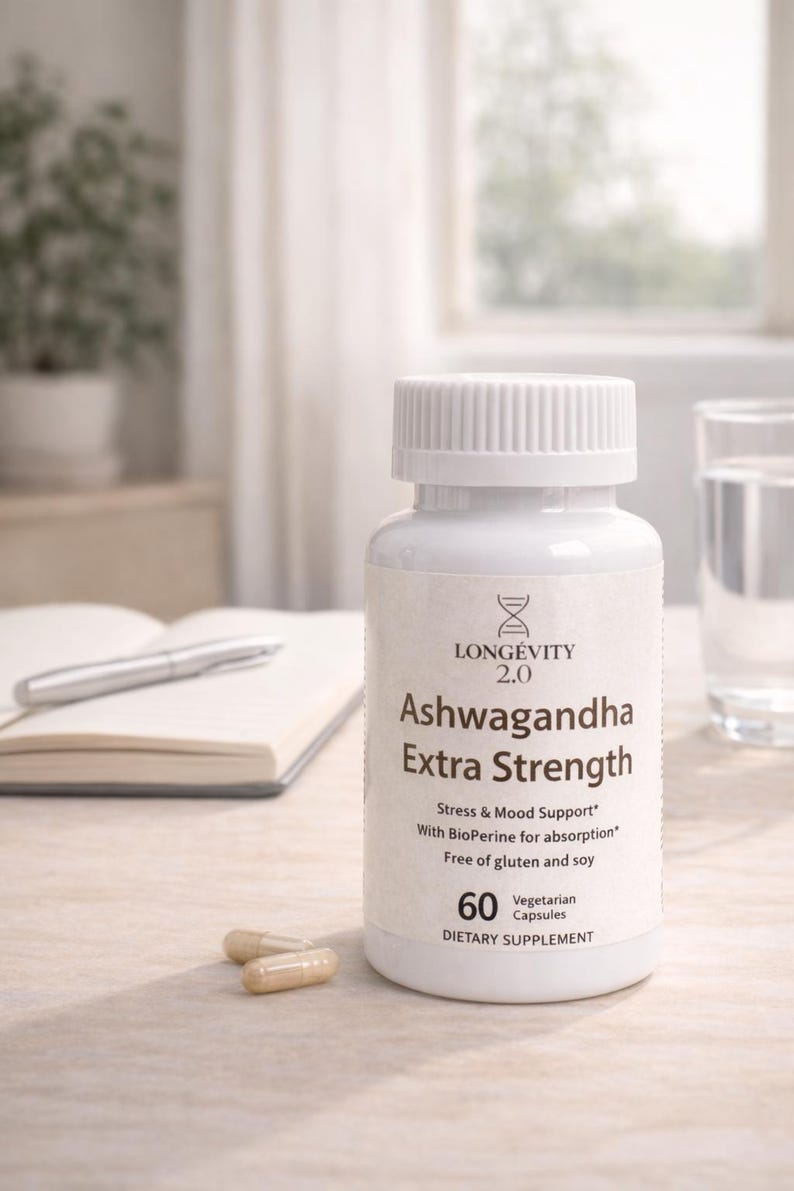 Cápsulas de Ashwagandha Extra Fuerte | Extracto de raíz de alta calidad | 60 cápsulas veganas | Probado en laboratorio | Suplemento Daily Balance imagen 4