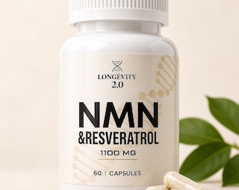 NMN + Resveratrol Capsules | Longevity 2.0 | 60 Vegan Capsules | Daily Wellness Routine | Clean Formula | Lab Tested