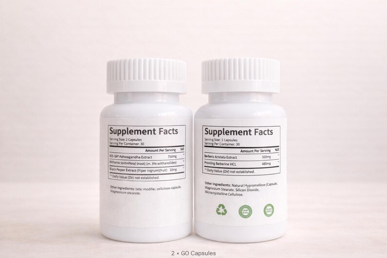 Ashwagandha Extra Strength + Berberine Plus Duo Pack | Vegan | Lab Tested | Longevity Supplement | 60 Caps Each | Energy & Balance image 2