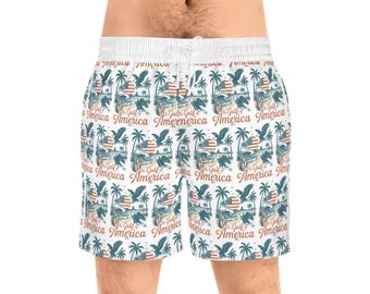 Gulf of America Men&#39;s Swimwear, Custom Swim Trunks, Gift for Dad, Gifts for Boyfriend, Mens Swimsuit