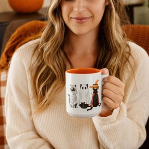 Black Cat Halloween Mug, Black Cat Mug, Spooky Mug, gift for cat lovers,