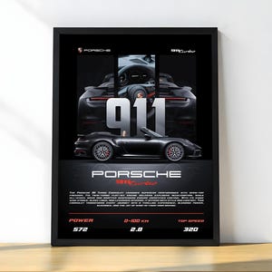 Porsche 911 Turbo Cabriolet Wall Art – Luxury Sports Car Poster | Automotive Decor for Office, Garage, Porsche poster, car enthusiasts