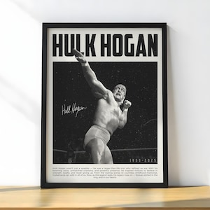 Hulk Hogan Tribute Poster – Wrestling Legend Memorial Print – Black & White Wall Art Honoring Hulkamania Legacy (1953–2025)