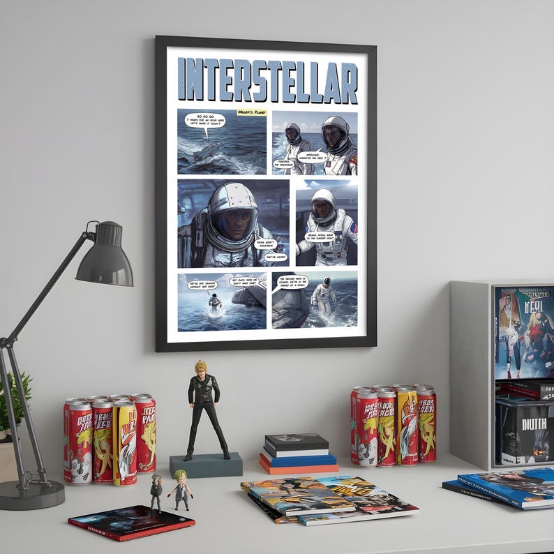 Interstellar Miller’s Planet Comic Poster, Sci Fi Movie Wall Art ...