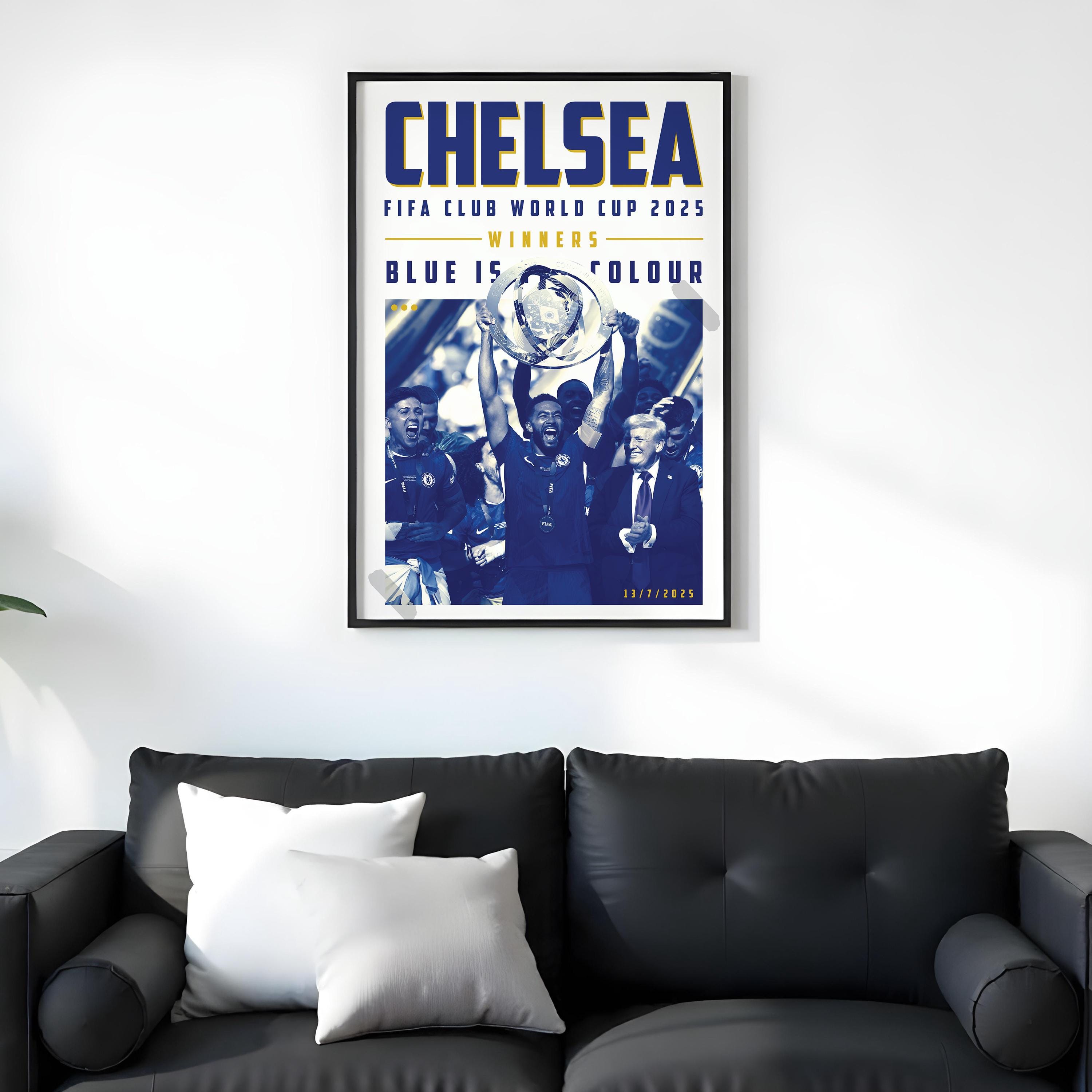 Chelsea Fifa Club World Cup Champions 2025 Fan Art Poster, Trophy