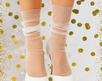 White Tulle Slouch Socks