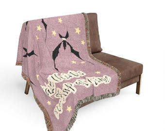 Bat Silhouette Woven Blanket | Night Sky Stars