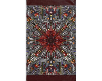 Geometric Mechanical Mandala Hand Towel | Industrial Kaleidoscope