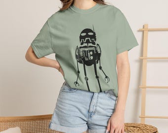 Retro Robot Illustration T-shirt | Black Robot Graphic