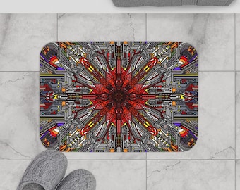 Geometric Kaleidoscope Bath Mat | Abstract Mandala Pattern