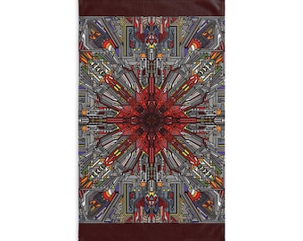 Geometric Mechanical Mandala Hand Towel | Industrial Kaleidoscope