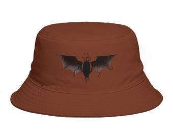Gothic Bat Graphic Bucket Hat | Dark Winged Knight Illustration