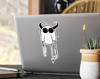 Minimal Horned Ghost Sticker Kiss-Cut Vinyl Decal | Monochrome Skull