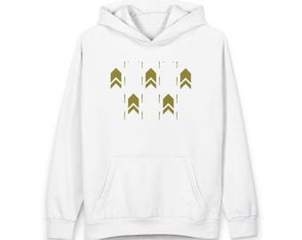 Geometric Arrow Pattern Hoodie | Minimalist Gold Graphic Pullover