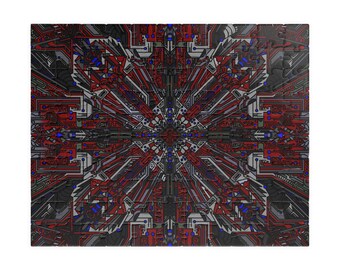Abstract Geometric Mandala Puzzle 252-piece | Red Black Metallic Design