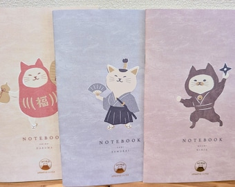 Ninja, Samurai, Daruma Cat A5 Notebook Made in Japan