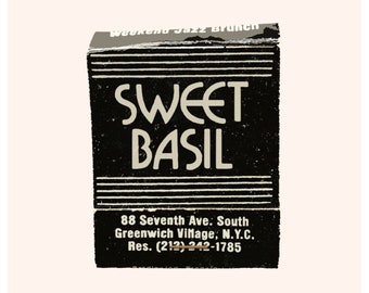 Matchbook Illustration Print - Instant Download - 80's New York City Restaurant - Sweet Basil