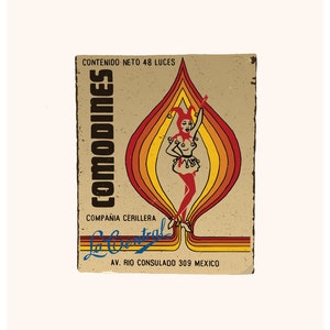 Matchbook Illustration Print - Instant Download - 80&#39;s Mexican Restaurant - Comodines