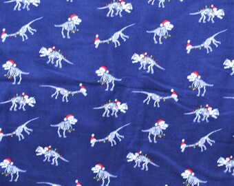 Christmas Flannel pants pajama pants dorm lounge custom made to order your choice size XS - 2X  Dinosaur skeletons on a blue