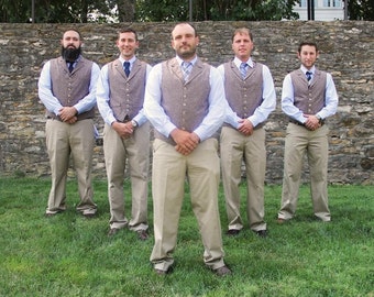 Wedding Party Men's Vest Groomsmen Groom Custom Made to Order wool tweed, stripe, herringbone, glen plaid