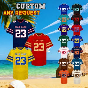 Camiseta de fútbol personalizada con nombre y número para hombres, mujeres y jóvenes, uniforme deportivo personalizado, regalos de Navidad. imagen 1