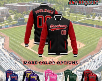 Custom Varsity Baseball Jacket, Personalized Stitched Team Name Number Logo Letterman Jacket Bomber Coats For Men Women Youth