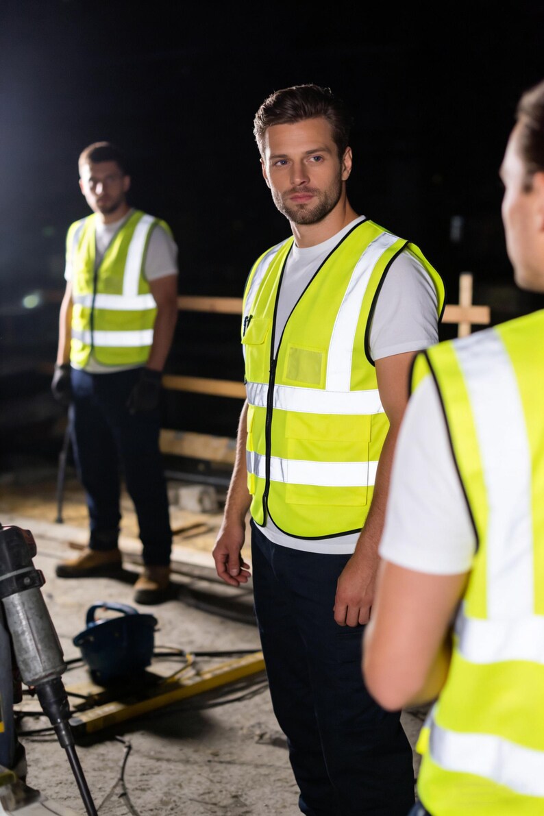 Custom Safety Vests, High Visibility Vests, Personalized Printed Your Logo Name Text Company Work Vest, Reflective Workwear for Men Women image 10