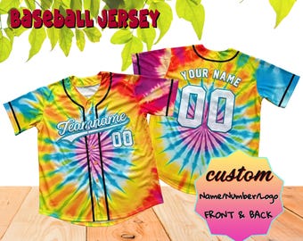 Camiseta de béisbol teñida personalizada, añade tu propio diseño, nombre personalizado, número, logotipo, uniforme deportivo novedoso.