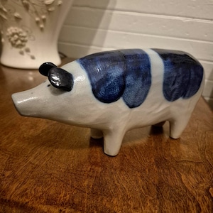 Vintage David Eldreth salt-glazed pottery pig