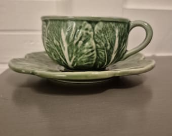 Bordello Pinheiro Cabbage Tea Cups and Saucer Set (4 Cups, 1 Saucer)