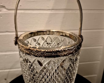 Crystal Style Silver Plate Rim Champagne Bucket Wine Chiller