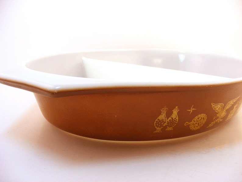 Pyrex Casserole Divided Baking Dish Brown Early American Etsy