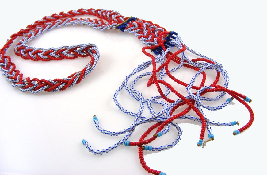 Vintage Native American Seed Bead Braided Necklace With Fringe - Etsy