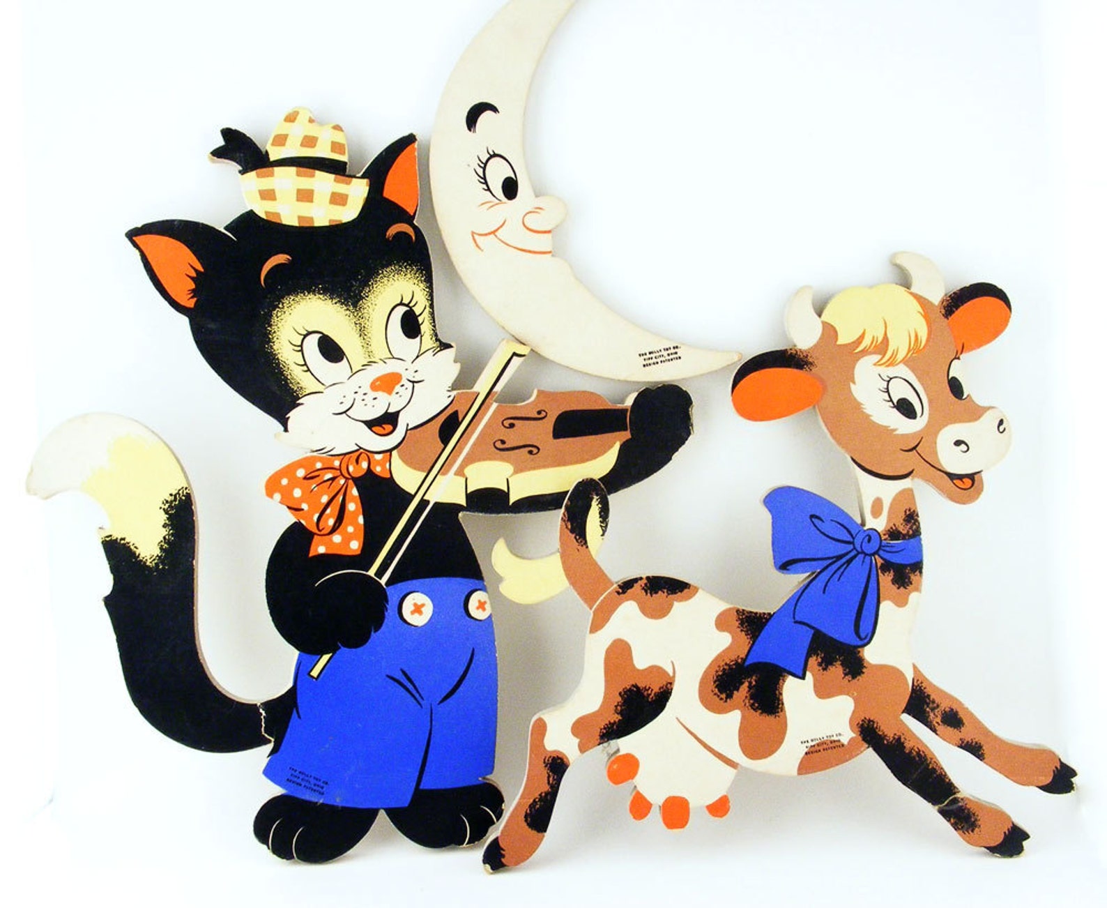 Nursery Rhyme Wall Decor Vintage Hey Diddle Diddle Cat & the Etsy