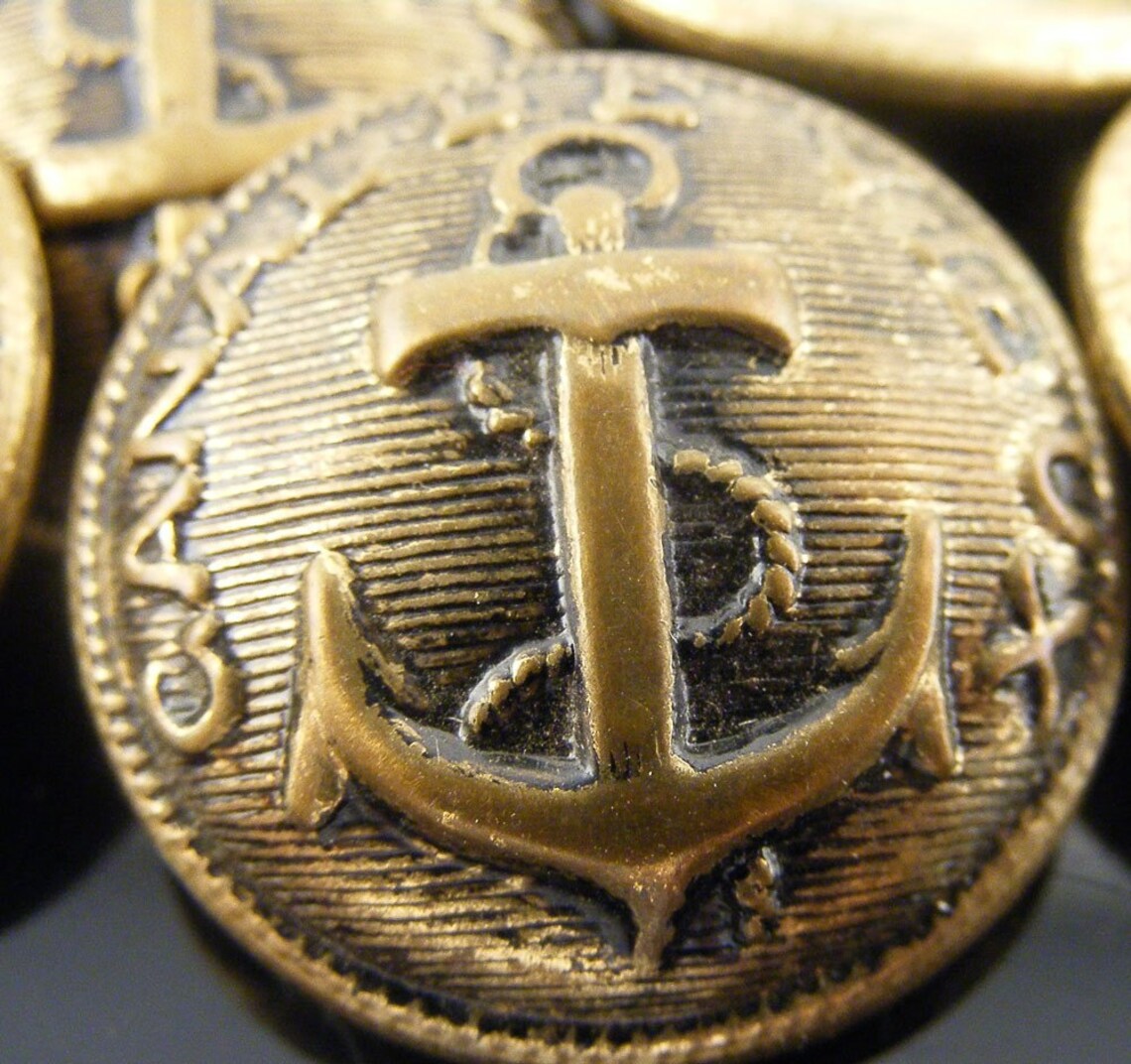 Vintage Canal de Vieux Brass Anchor Nautical Buttons Lot of 8 Etsy