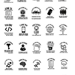 30 lots de designs (SVG, PNG, JPG) pour des sacs fourre-tout, des t-shirts, des tasses et plus encore : des dictons d'amour spirituels et poétiques avec de l'humour, du sarcasme et de l'ironie aigre-douce !