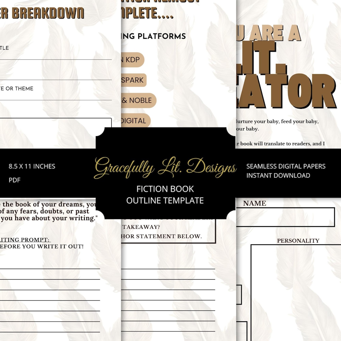 Fiction Book Outline Template Printable Book Writing (digital) Etsy