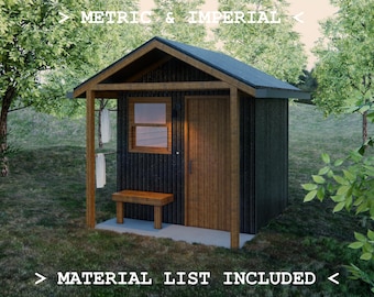 OUTDOOR SAUNA Plans & Material list bundle - 1-6 person