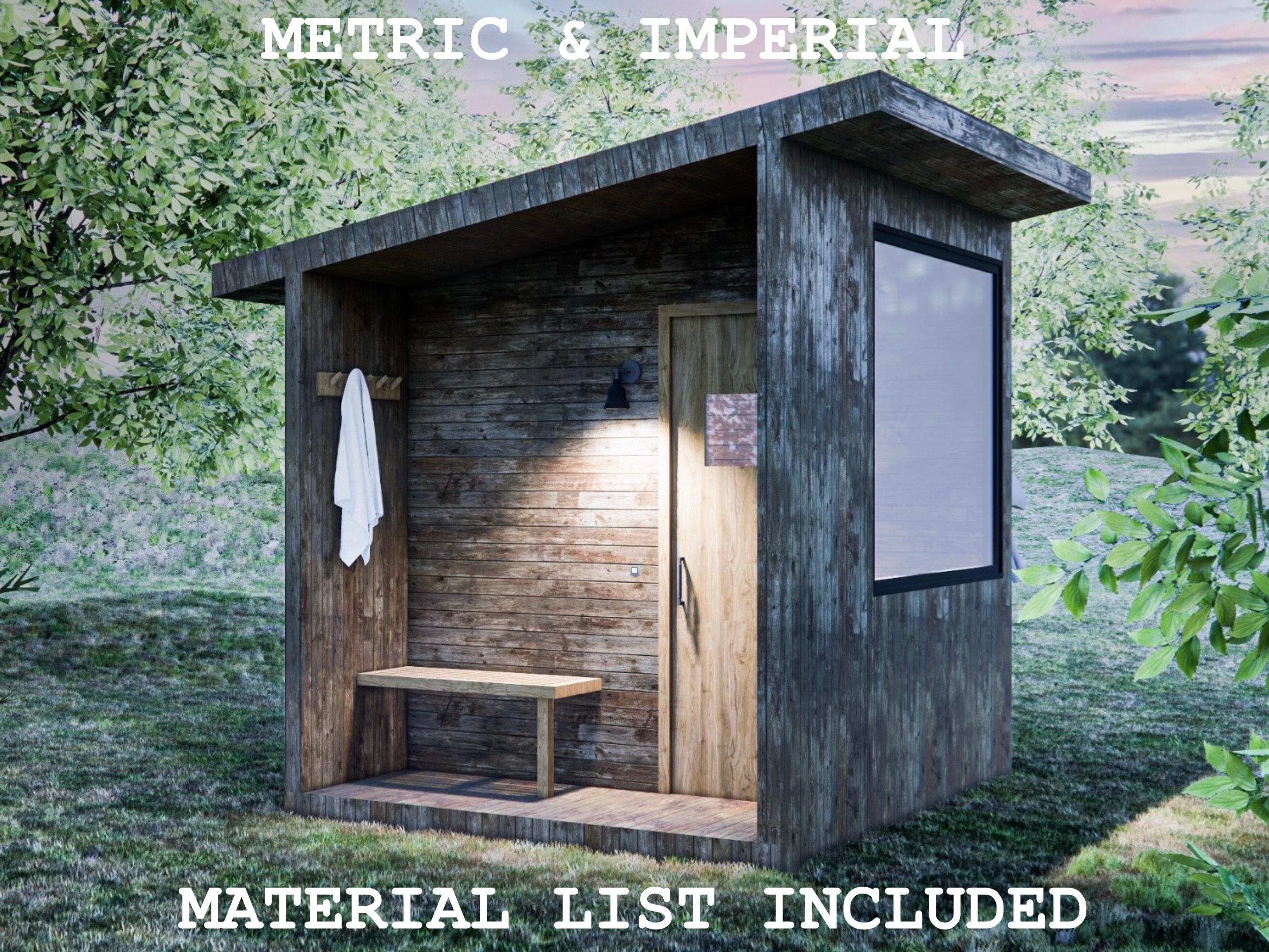 OUTDOOR SAUNA Plans & Material List Bundle - 4 Person (comfortable