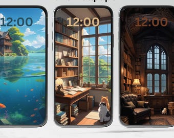 Studio Ghibli Inspirierte Designs Telefon Hintergrundbild Anime Wunderlich Hintergrund Lofi Bibliothek Buchliebhaber