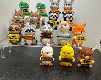 Sassy Animal Figurines with Humorous Sayings – Quirky Desk Decor