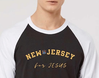 New Jersey for Jesus Raglan: The Garden State Men's Three Quarter T-Shirt