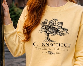 Connecticut Charter Oak Sweatshirt, Vintage 1776-2026 Crewneck, Comfort Colors Shirt