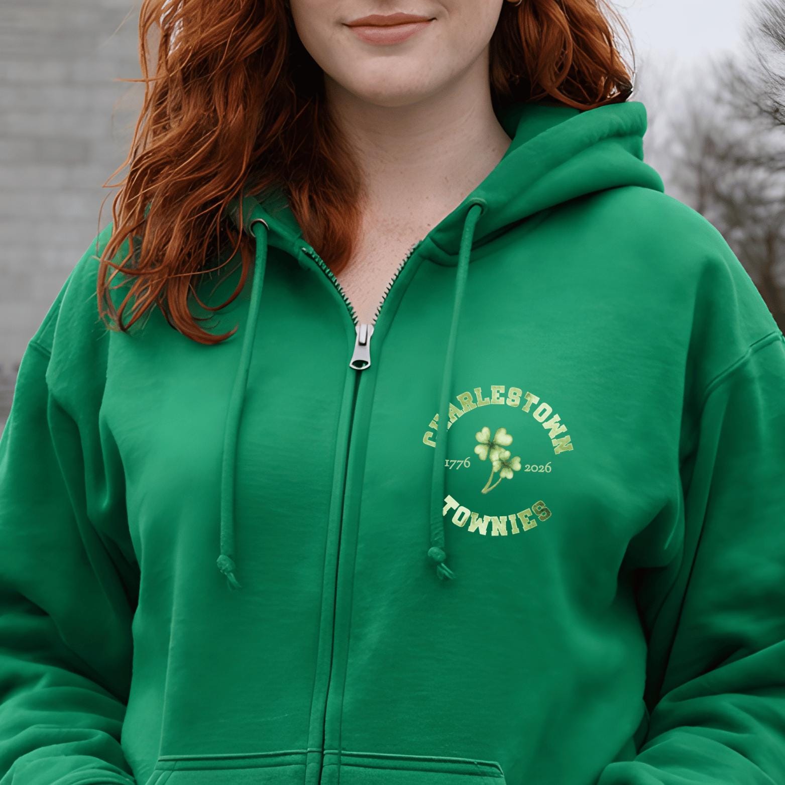 Threadrock Men's Boston Shamrock Green Hoodie - Irish Pride Sweatshirt, Sizes S-2XL