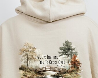 Minimalist Isaiah 43:19 Hoodie, Watercolor Bridge Design, Granola Girl Christian Sweatshirt